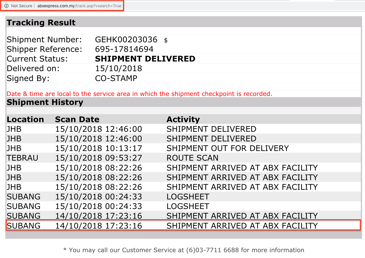 Abx tracking number