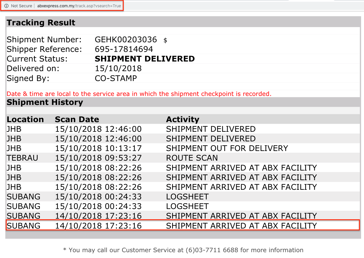 Trace Order | Tracking Number | Kumoten