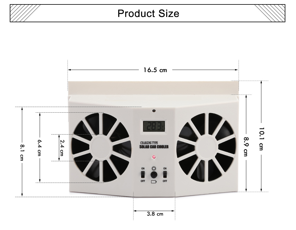 Auto Ventilation Car Cooler Solar Powered Dual-mode Power Supply Exhaust Fan