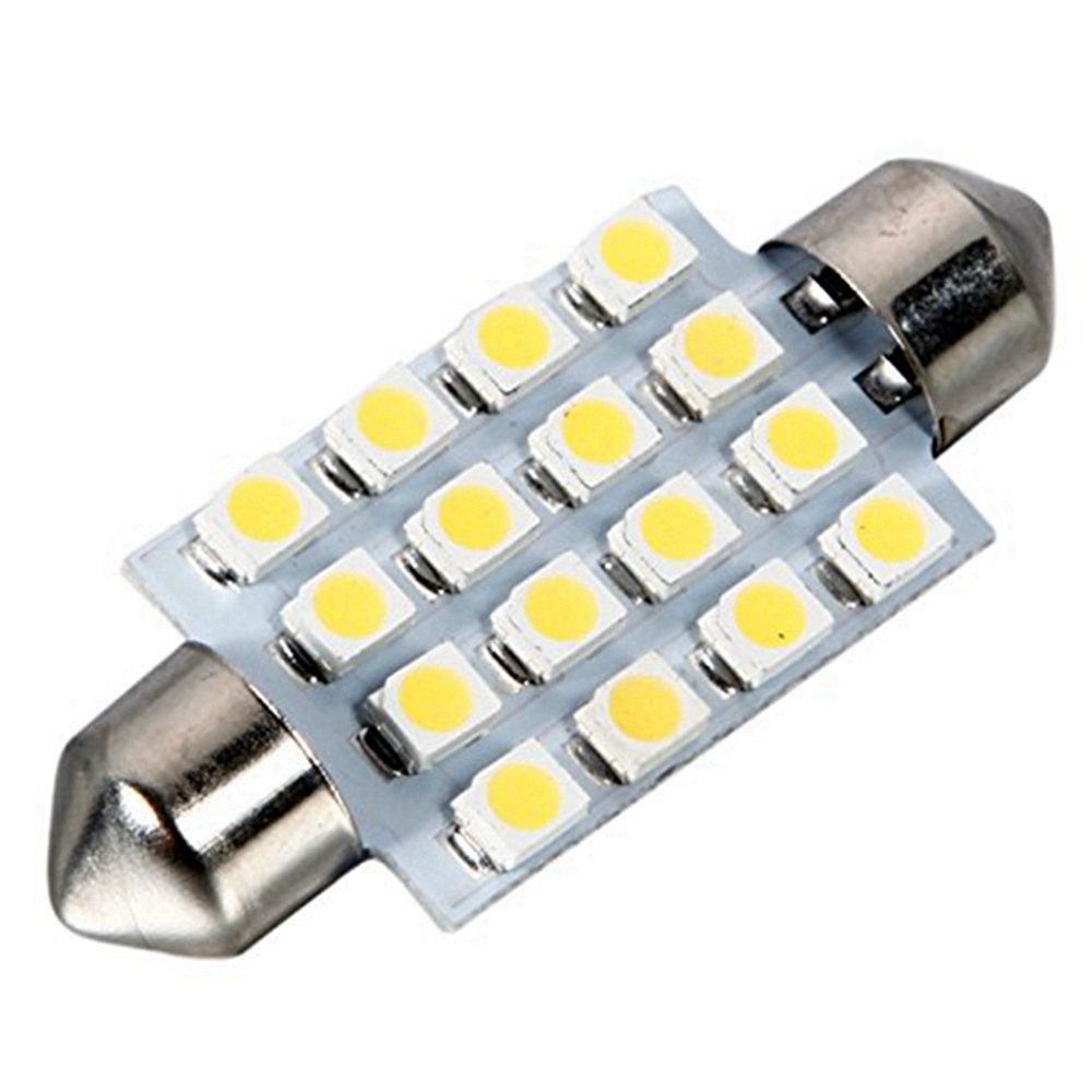 Sencart 2Pcs 16x2835SMD White Car Interior Dome DC 12V Bulb Light Lamp 41mm 1.5W