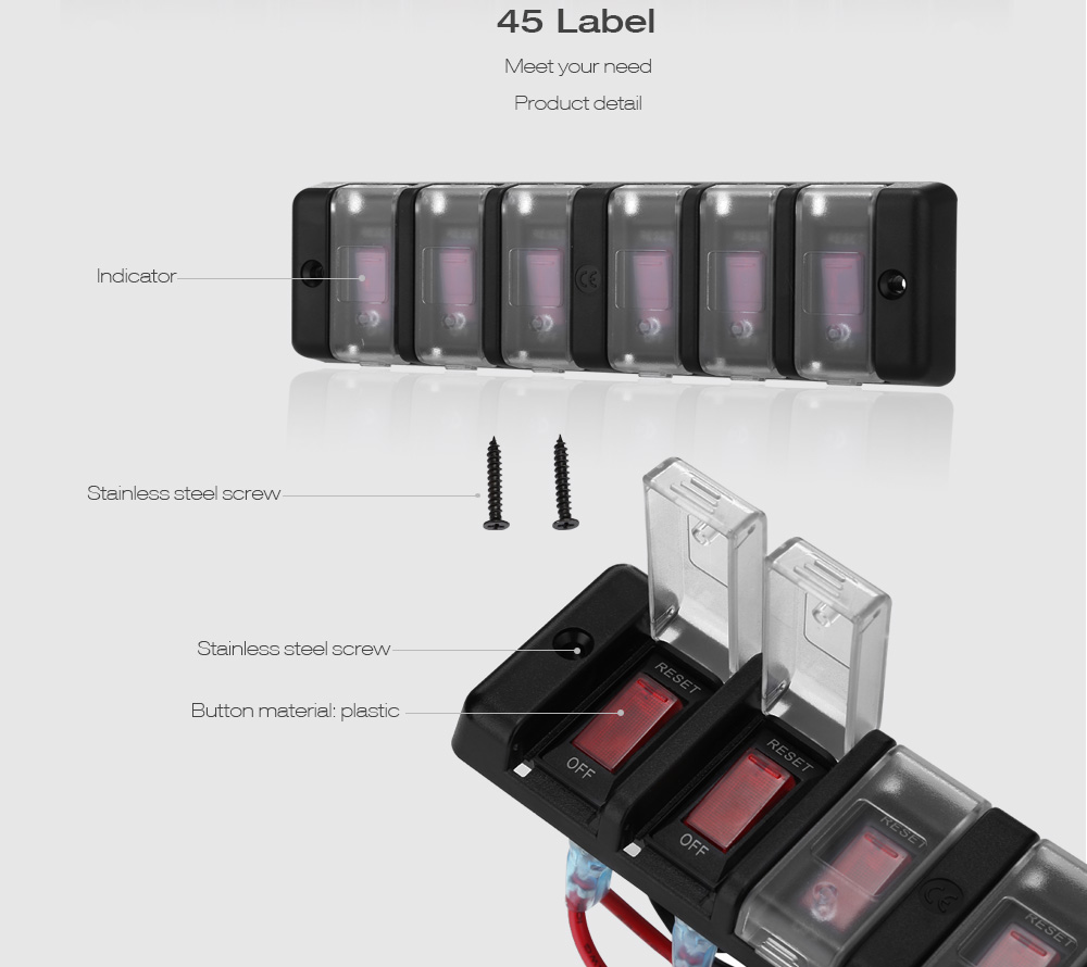 WUPP CS - 596A1 Multi-function Switch Panel with Power Socket for Marine Boat Car RV Vehicle 