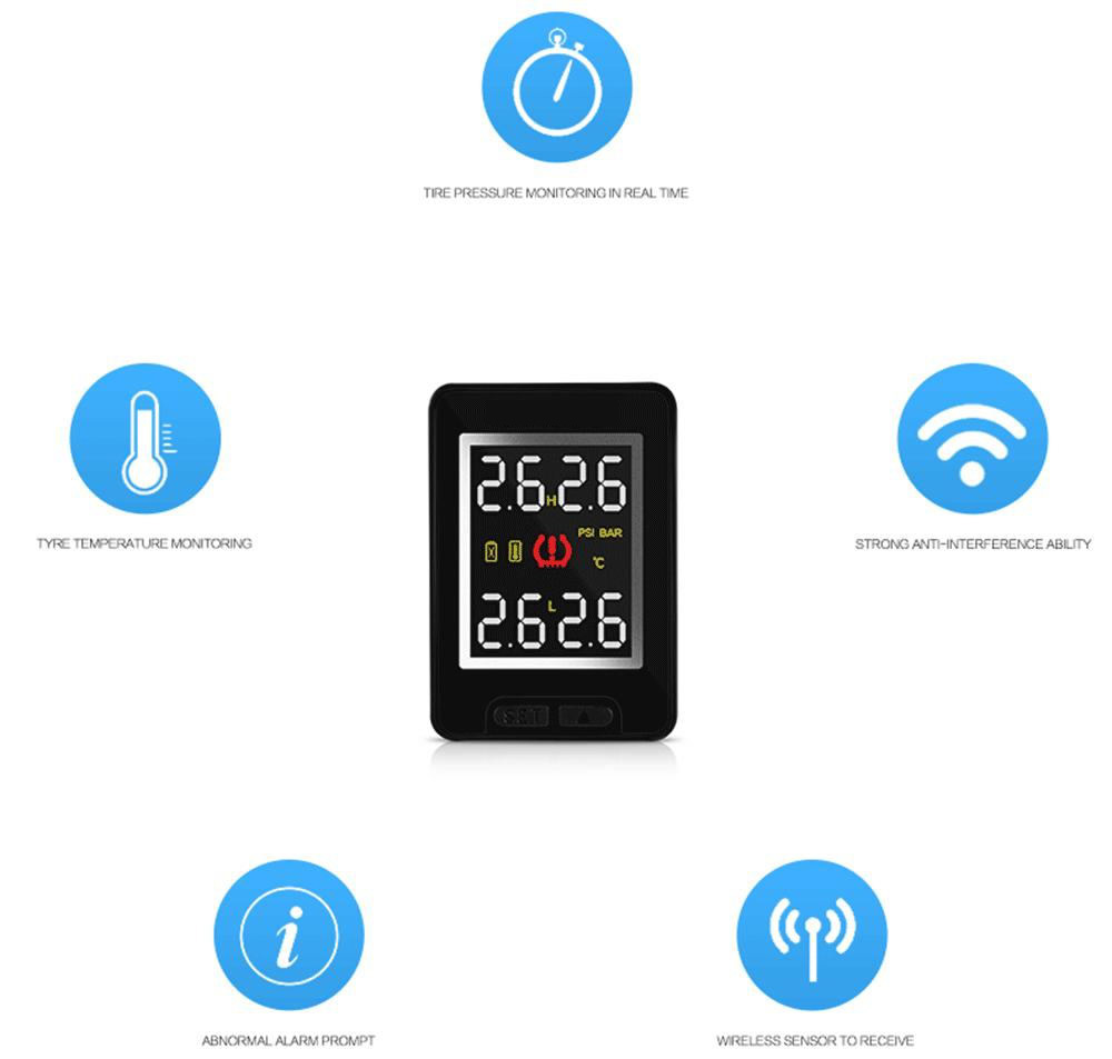 Pershn U912 Wireless TPMS Car Tire Pressure Monitoring System with 4 External Sensors for TOYOTA 