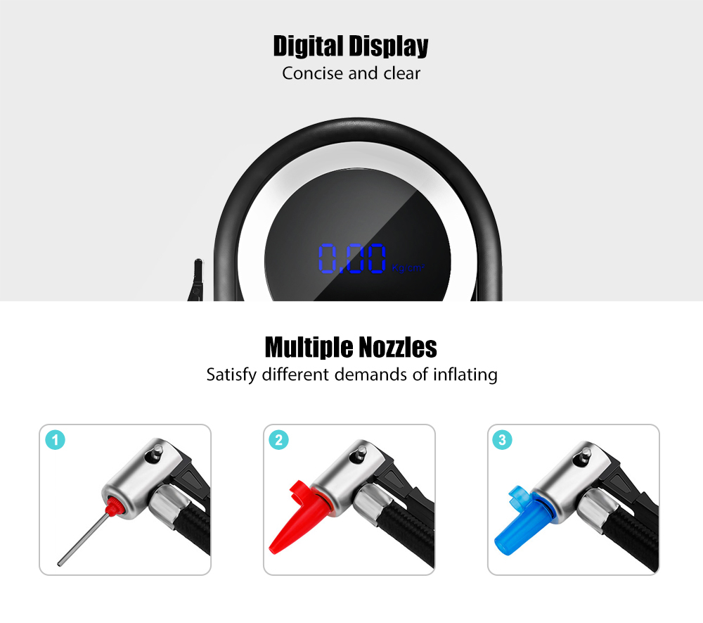 CZK - 3624 Car Tire Inflator 12V 120W Digital Portable Air Compressor Pump for Motorcycle Bicycle 