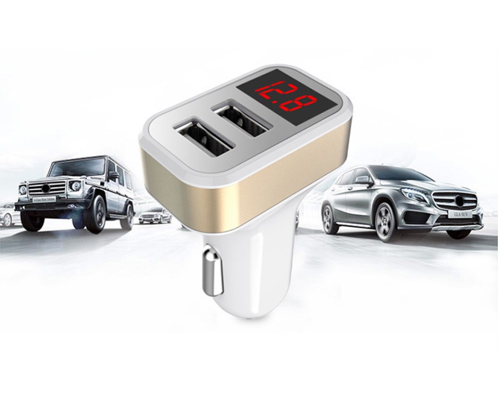 SpedCrd Dual USB Car Charger  5V 2.1A Digital Display Car Adapter