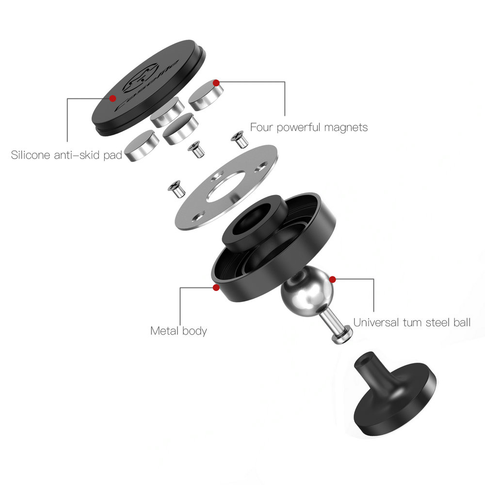 CaseMe Adjustable 360 Degree Rotation Universal Strong Magnetic Round Car Holder For Mobile Phones