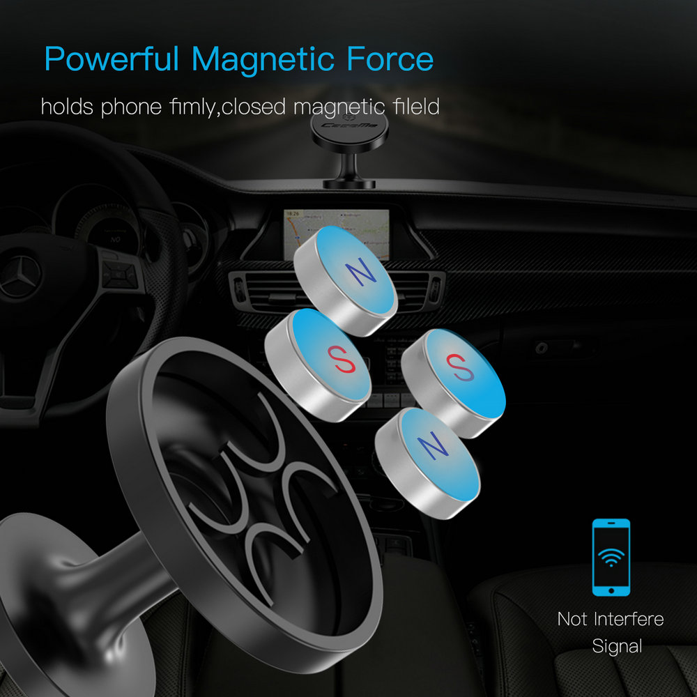 CaseMe Adjustable 360 Degree Rotation Universal Strong Magnetic Round Car Holder For Mobile Phones