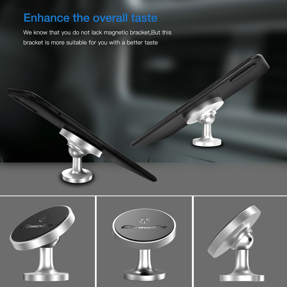 CaseMe Adjustable 360 Degree Rotation Universal Strong Magnetic Round Car Holder For Mobile Phones