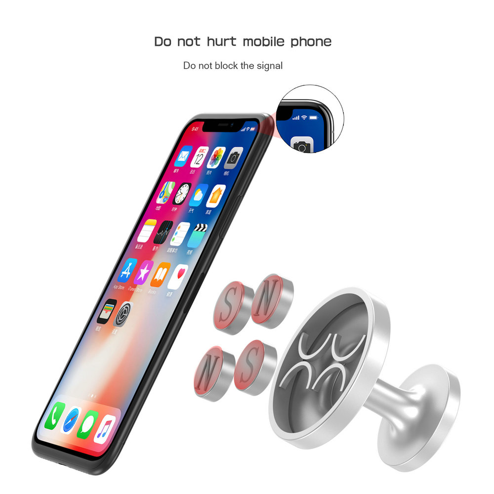 CaseMe Adjustable 360 Degree Rotation Universal Strong Magnetic Round Car Holder For Mobile Phones