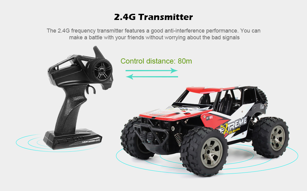 1812 - A 2.4G 1/18 18km/h RC Monster Truck Car RTR Toy Gift