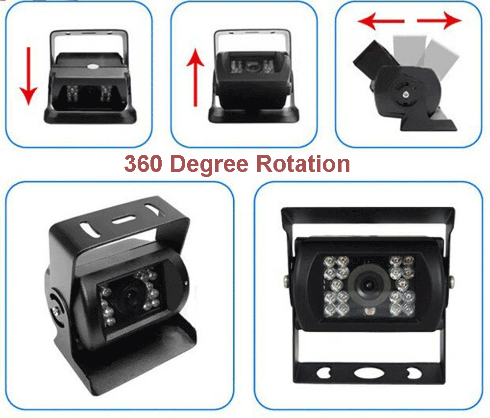 360 Degree Rotation 18 LED Night Vision IP68 Waterproof Car Rear View HD Parking Camera