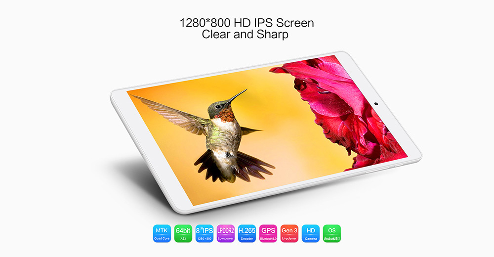 Teclast P80h 8 inch Android 5.1 Tablet PC MTK8163 64bit Quad Core 1.3GHz WXGA IPS Screen 1GB RAM 8GB ROM Dual WiFi GPS Bluetooth 4.0