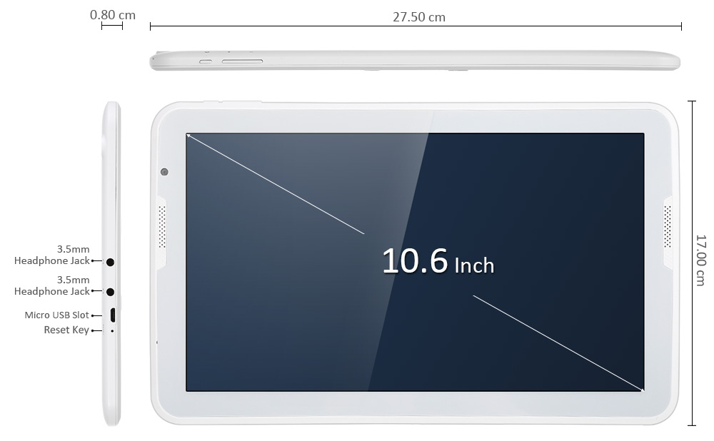 HIPO A106 10.6 inch Android 5.1 Tablet PC Allwinner A33 Quad Core 1.3GHz 1GB RAM 16GB ROM Bluetooth 4.0 OTG WiFi Functions