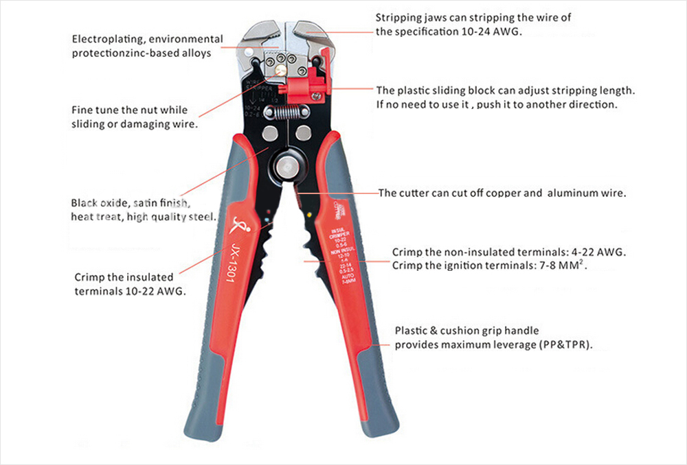 JX 1301 Multi-function Ratchet Wheel Save Effort Crimping Press Plier