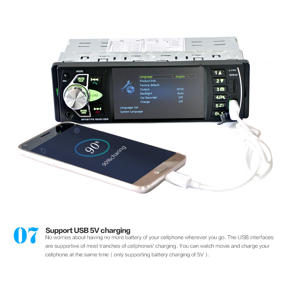 4022D 4.1 Inch Car MP5 Player Stereo Audio Bluetooth TFT Screen FM Station Video with Remote Control Camera