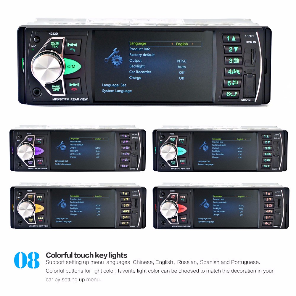 4022D 4.1 Inch Car MP5 Player Stereo Audio Bluetooth TFT Screen FM Station Video with Remote Control Camera