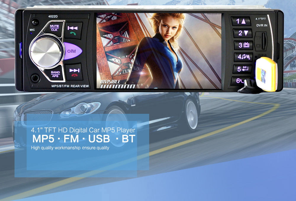 4022D 4.1 Inch Car MP5 Player Stereo Audio Bluetooth TFT Screen FM Station Video with Remote Control Camera