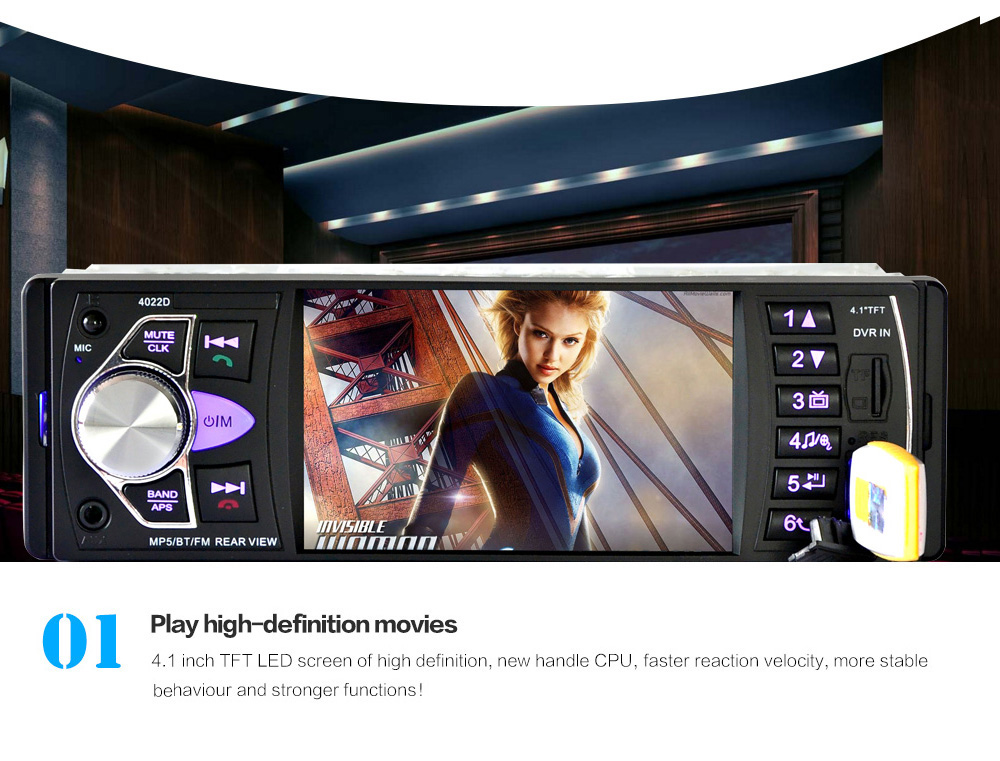 4022D 4.1 Inch Car MP5 Player Stereo Audio Bluetooth TFT Screen FM Station Video with Remote Control Camera