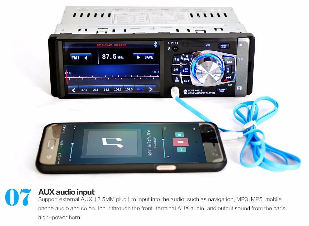 4012B 4.1 inch Car MP5 Vehicle-mounted Radio Multimedia Player Audio Video AUX FM USB Remote Control