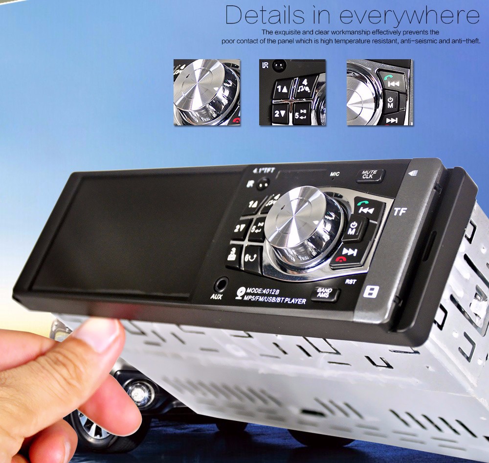 4012B 4.1 inch Car MP5 Vehicle-mounted Radio Multimedia Player Audio Video AUX FM USB Remote Control