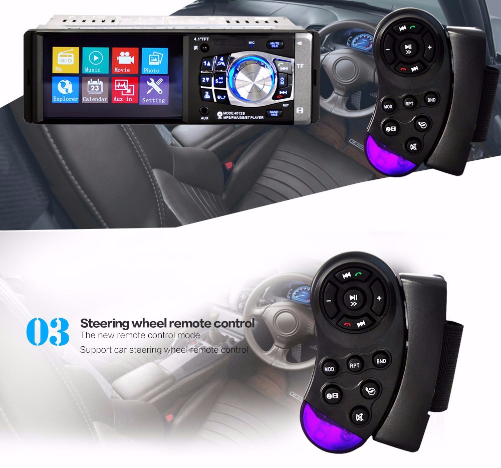 4012B 4.1 inch Car MP5 Vehicle-mounted Radio Multimedia Player Audio Video AUX FM USB Remote Control