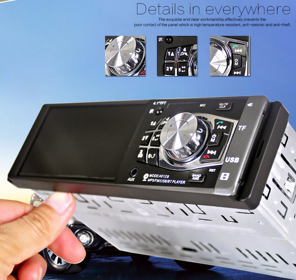 4012B 4.1 inch Car MP5 Vehicle-mounted Radio Multimedia Player Audio Video Rear Camera Remote Control