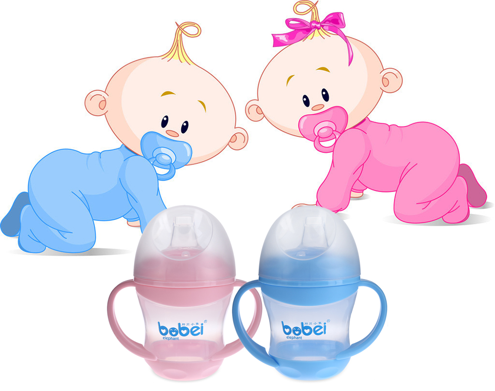 Bobei Elephant 160ml BPA Free Baby Feeding Drinking Milk Water Bottle Duckbill Sippy Infant Training