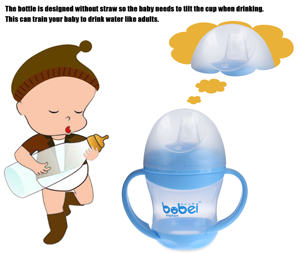 Bobei Elephant 160ml BPA Free Baby Feeding Drinking Milk Water Bottle Duckbill Sippy Infant Training