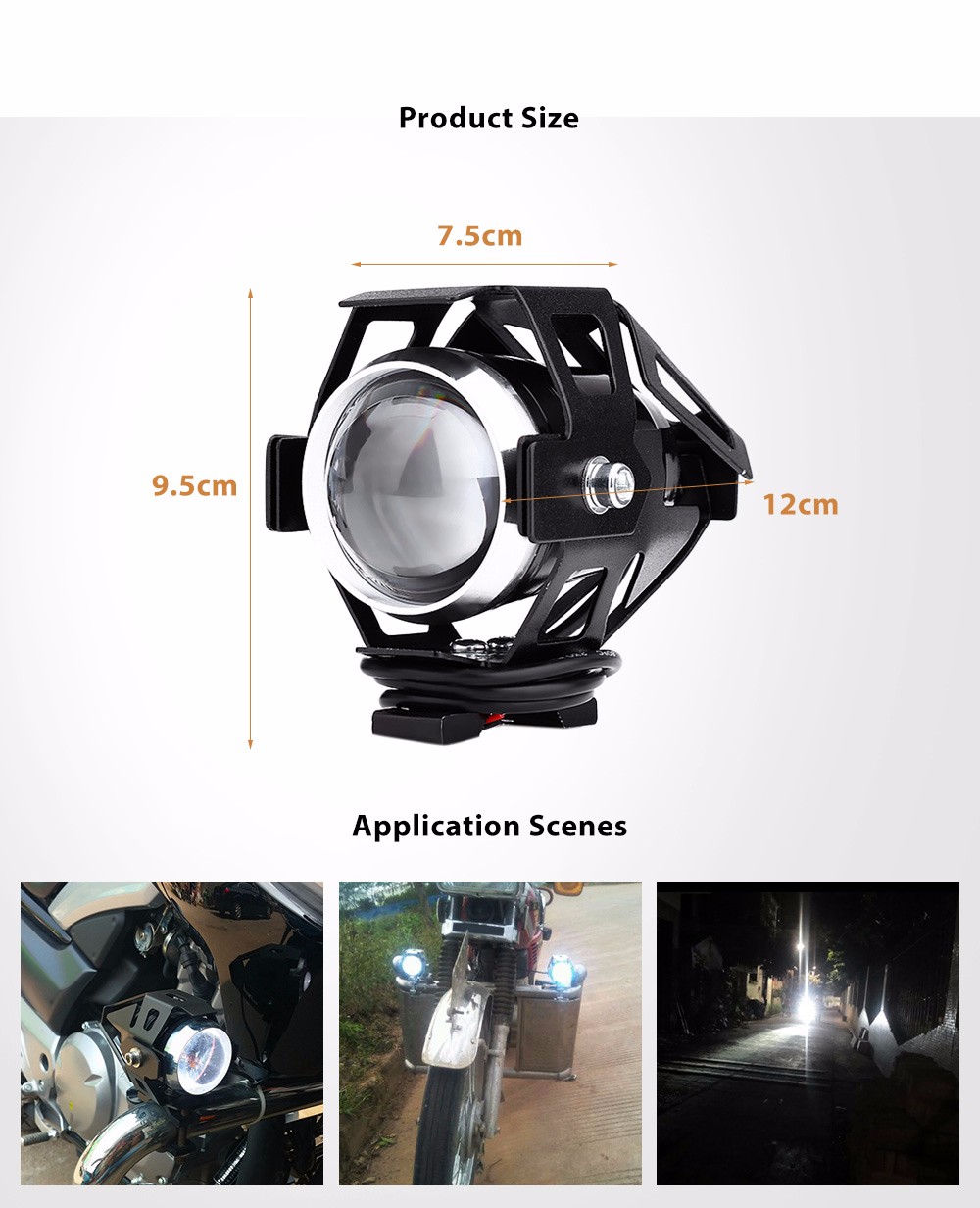 2pcs 125W 12V 3000LM U5 LED Transform Spotlight Motorcycle Headlight Fog Lamp