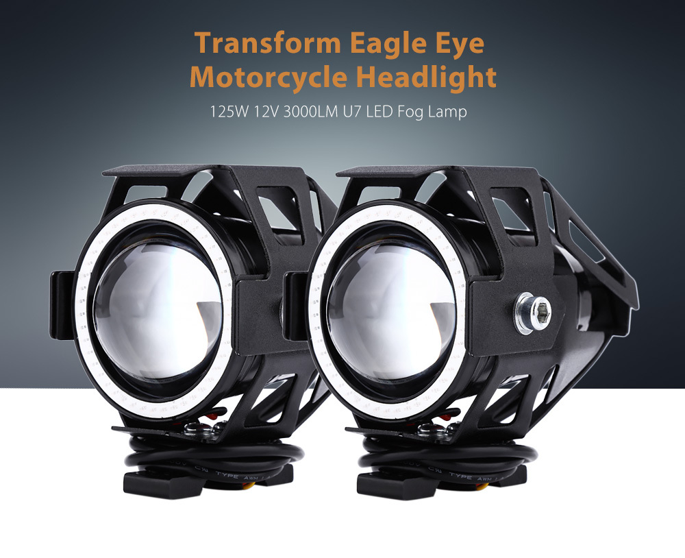 125W 12V 3000LM U7 LED Transform Eagle Eye Spotlight Motorcycle Headlight Fog Lamp