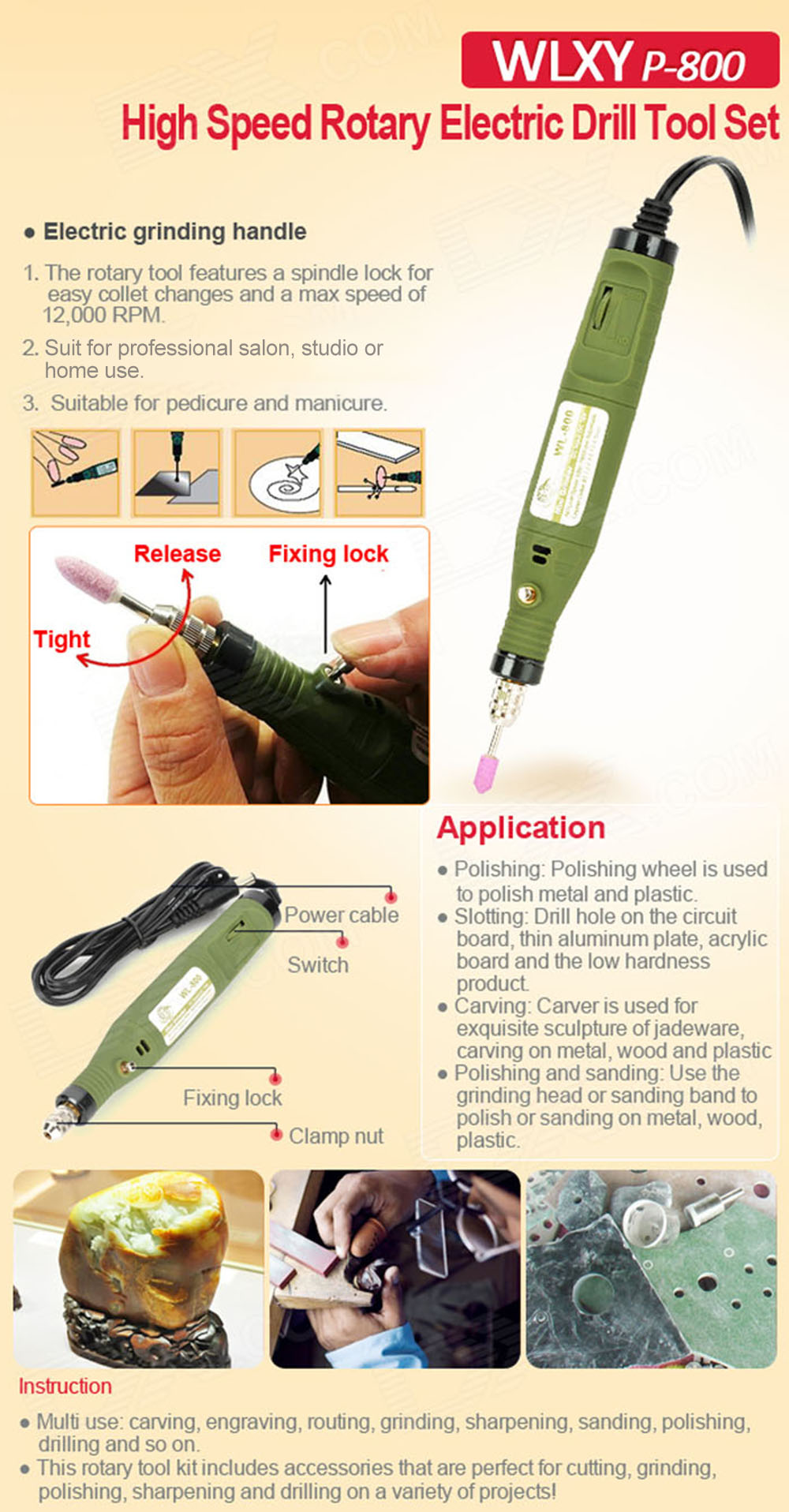 WLXY P - 800 80 in 1 Multi-functional Mini Electric Drill Polish Grinder Tool