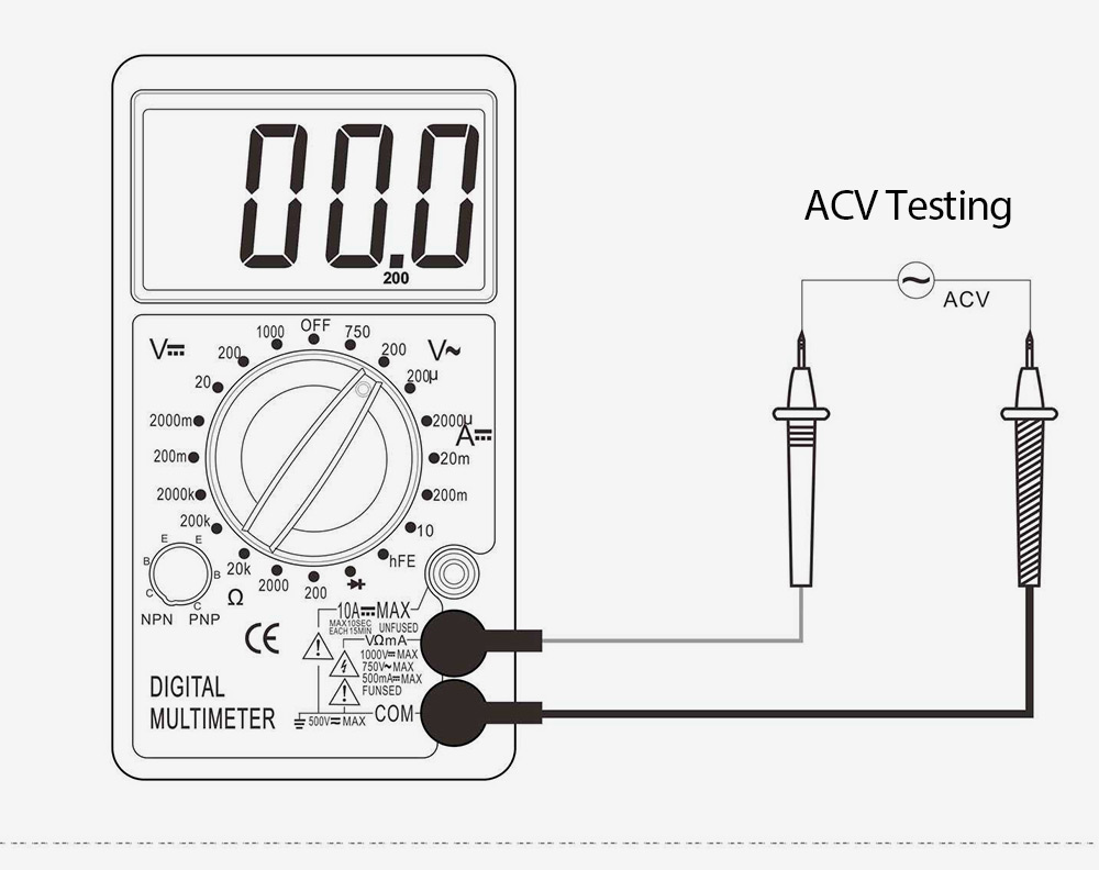 WHDZ DT700B Digital Multimeter AC DC Tester Voltmeter