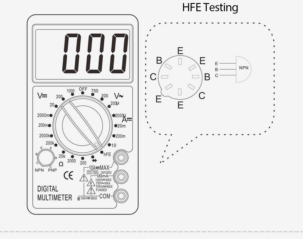 WHDZ DT700B Digital Multimeter AC DC Tester Voltmeter