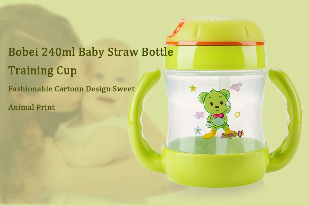 Bobei Elephant 240ml Baby Straw Bottle Training Cup