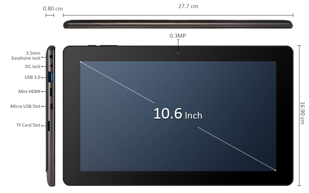 Jumper EZpad 4S Pro Tablet PC 10.6 inch Windows 10 English Version Intel Cherry Trail X5-Z8350 Quad Core 1.44GHz 4GB RAM 64GB ROM HDMI Bluetooth 4.0