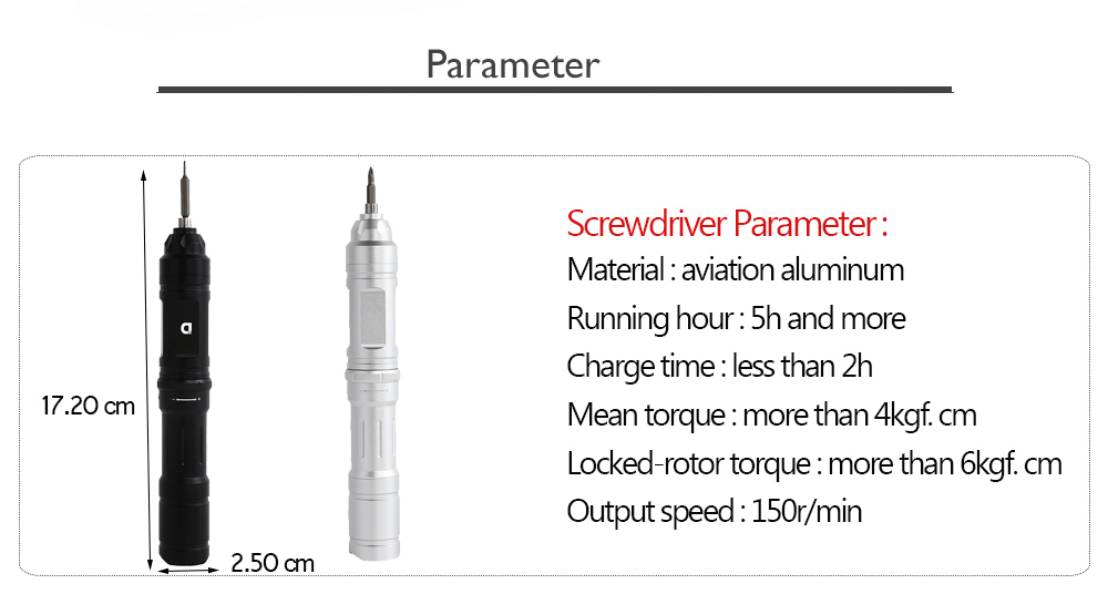 X 1 Rechargeable Low Noise Aviation Aluminium Mini Electric Screwdriver