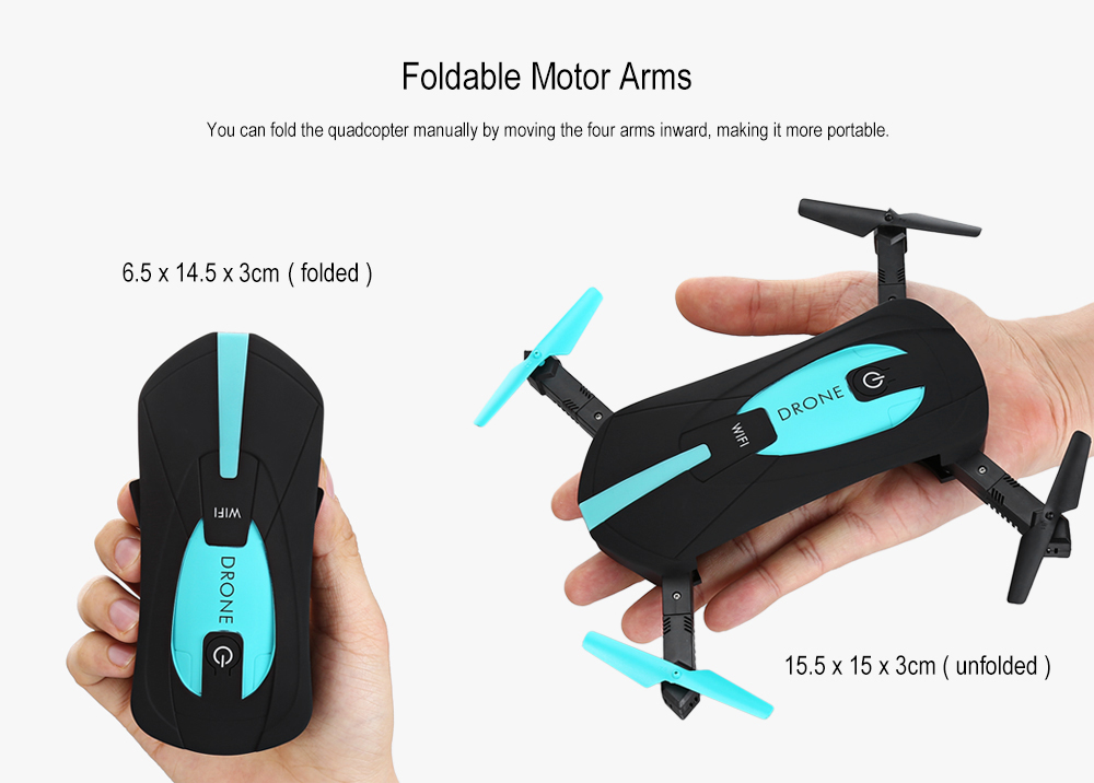 JY018 Mini Foldable RC Pocket Drone BNF WiFi FPV 0.3MP Camera / G-sensor Mode / Air Press Altitude Hold