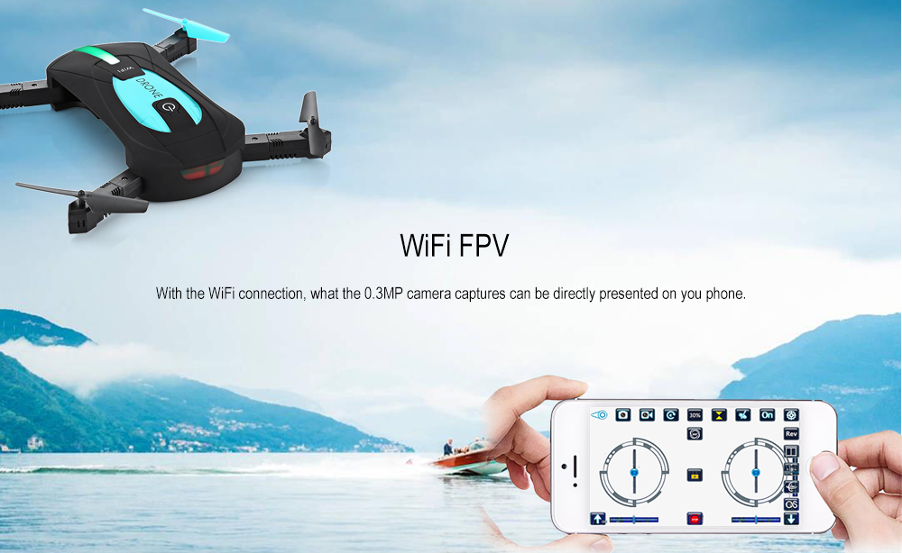 JY018 Mini Foldable RC Pocket Drone BNF WiFi FPV 0.3MP Camera / G-sensor Mode / Air Press Altitude Hold