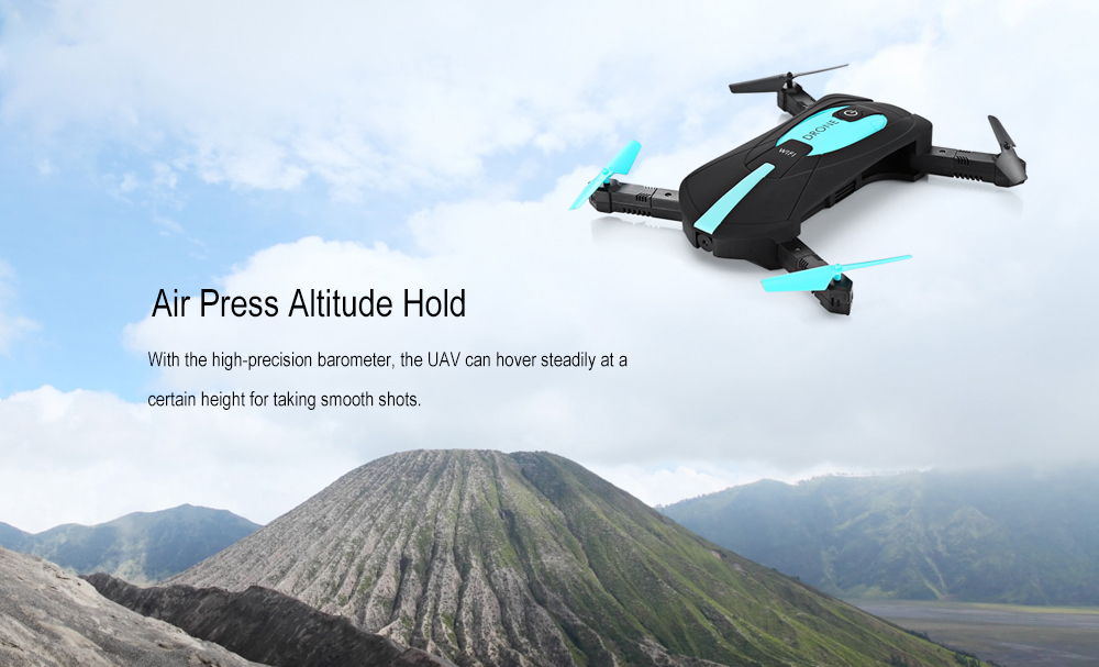 JY018 Mini Foldable RC Pocket Drone BNF WiFi FPV 0.3MP Camera / G-sensor Mode / Air Press Altitude Hold