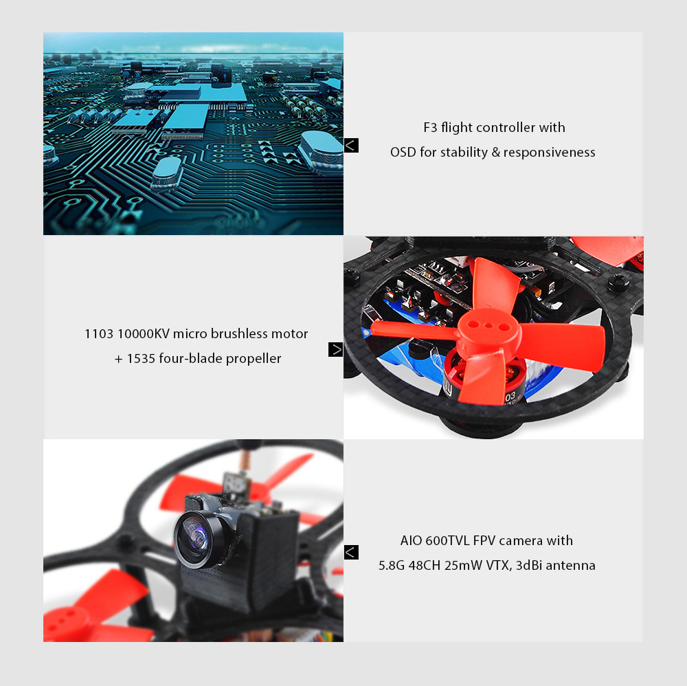 Makerfire Armor 67 67mm Mini FPV Racing Drone BNF 5.8G 600TVL Camera / 1103 10000KV Brushless Motor / BetaFlight F3 6DOF FC with OSD