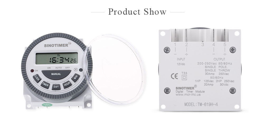 SINOTIMER 12V LCD Digital Multipurpose Programmable Control Power Timer Switch