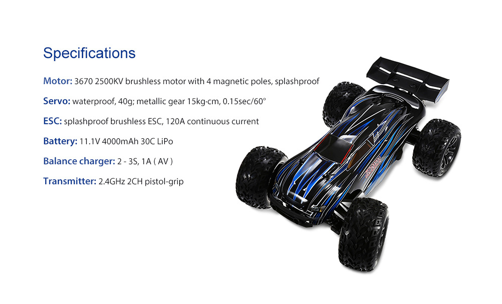 JLB Racing 21101 1:10 4WD RC Brushless Off-road Truck RTR 80km/h / 3670 2500KV Brushless Motor / Wheelie Function