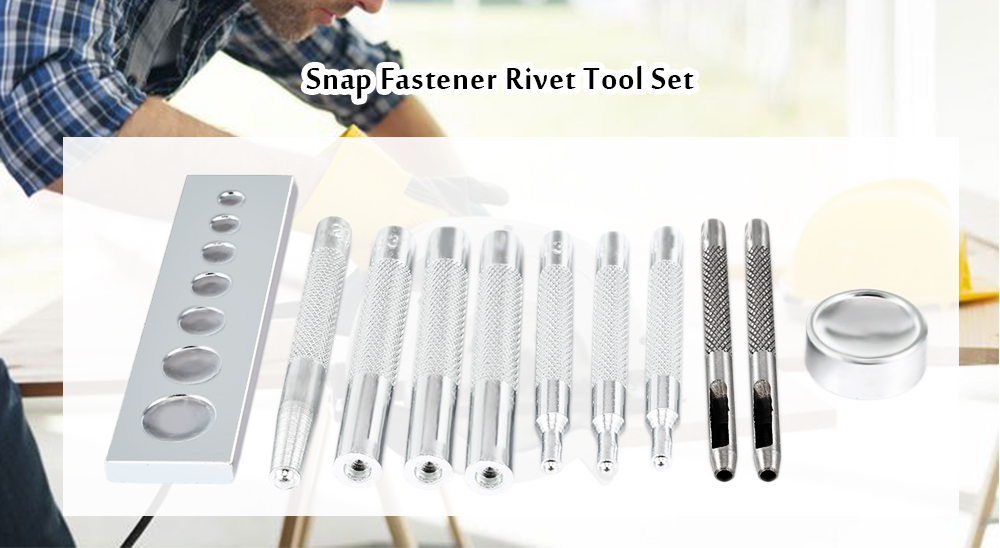 Snap Button Fastener Installation Kit Metal Leather Craft Tool Rivet Setter Base Set