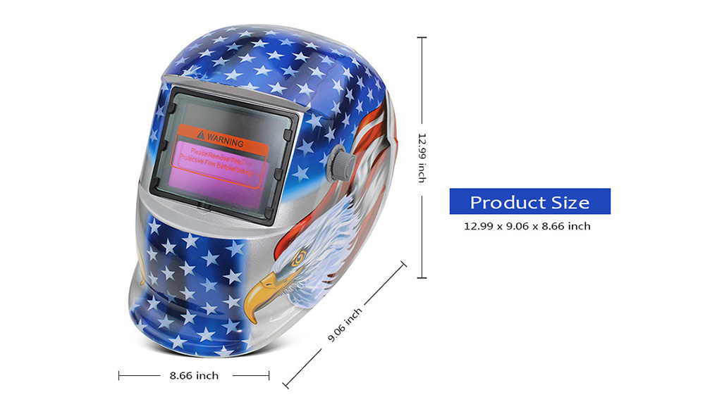 Solar Energy Automatic Changeable Light Electric Welding Protective Helmet with Eagle Pattern