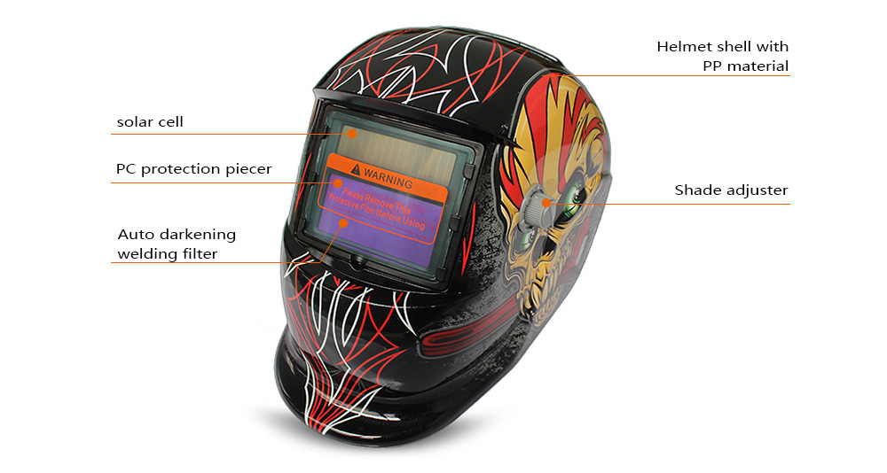 Solar Energy Automatic Changeable Light Electric Welding Protective Helmet with Film Character Pattern