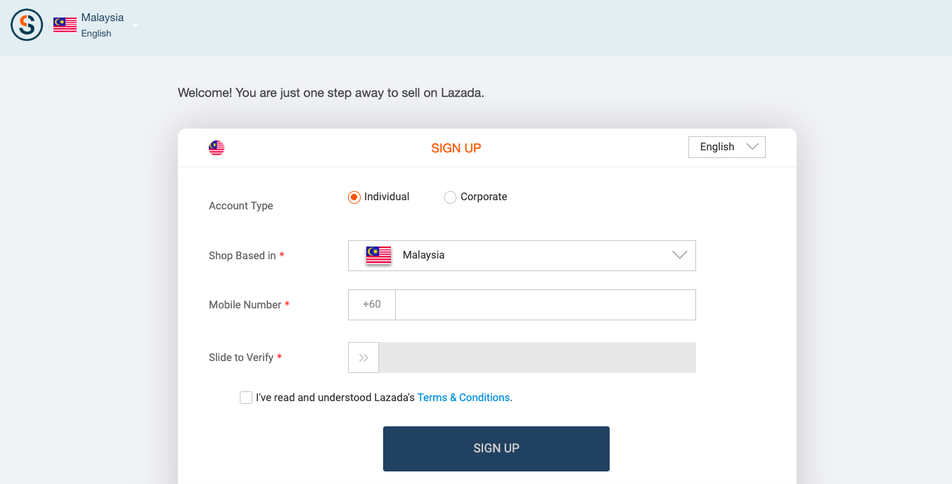 Lazada seller center login web