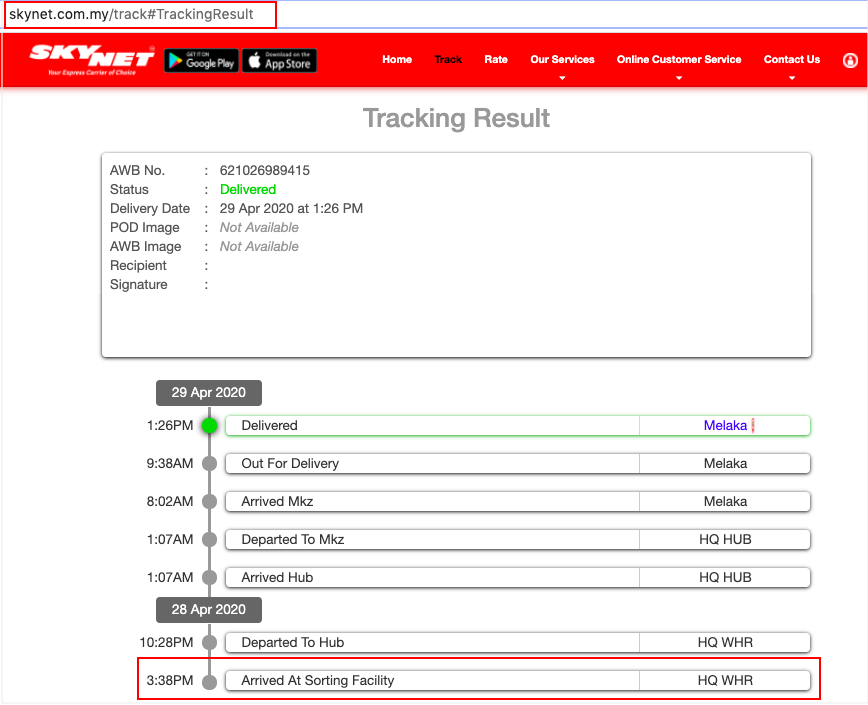 Trace Order Tracking Number Kumoten